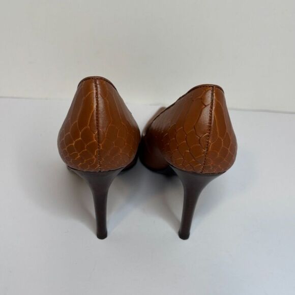 Lauren Ralph Lauren Croc Leather Brown Womens Pumps Stiletto Heels - Picture 4 of 6